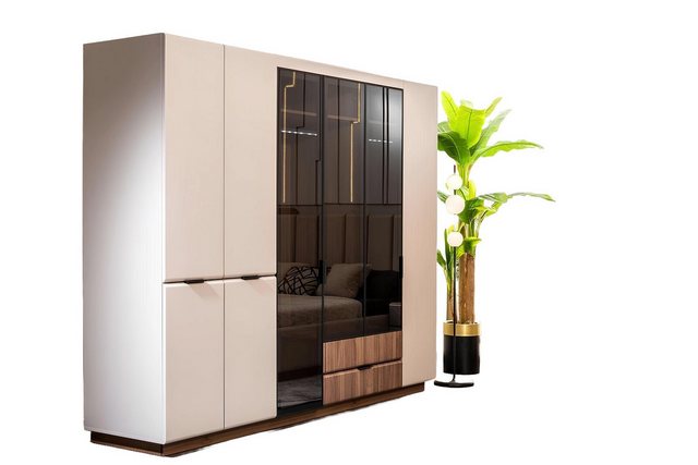 JVmoebel Kleiderschrank Kleiderschrank Holzschrank Beige Schlafzimmerschran günstig online kaufen