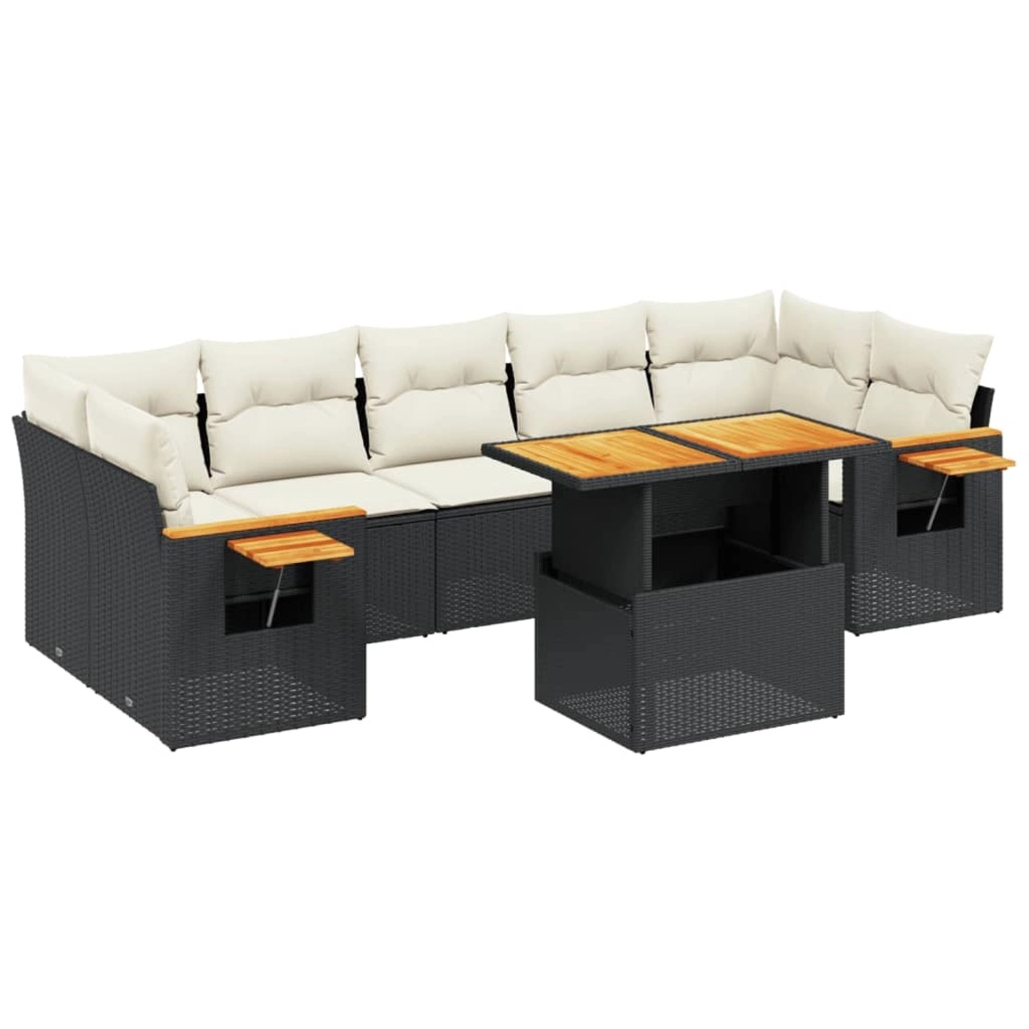 vidaXL 8-Tlg Garten-Sofagarnitur mit Kissen Schwarz Poly Rattan 3273429 günstig online kaufen
