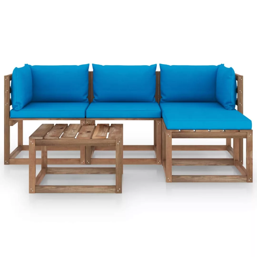 5-tlg. Garten-lounge-set Mit Hellblauen Kissen günstig online kaufen