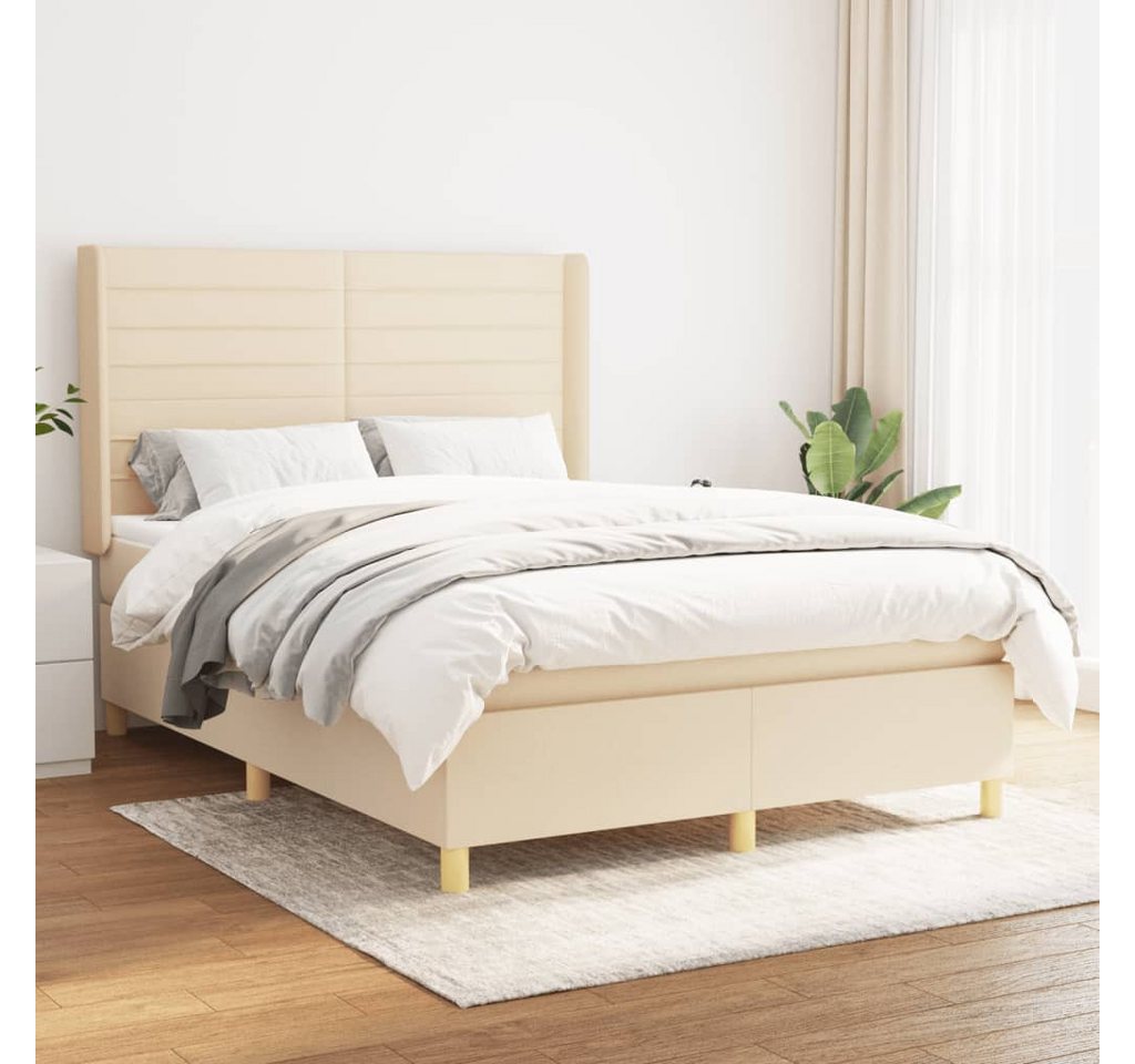 vidaXL Boxspringbett Boxspringbett mit Matratze Creme 140x190 cm Stoff Bett günstig online kaufen