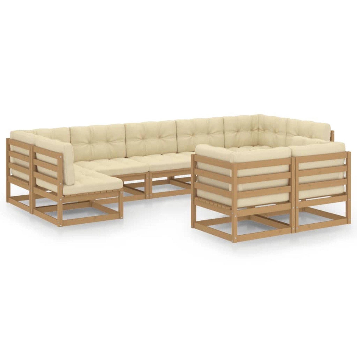 vidaXL 9-tlg Garten-Lounge-Set Kissen Honigbraun Kiefer Massivholz Modell 1 günstig online kaufen