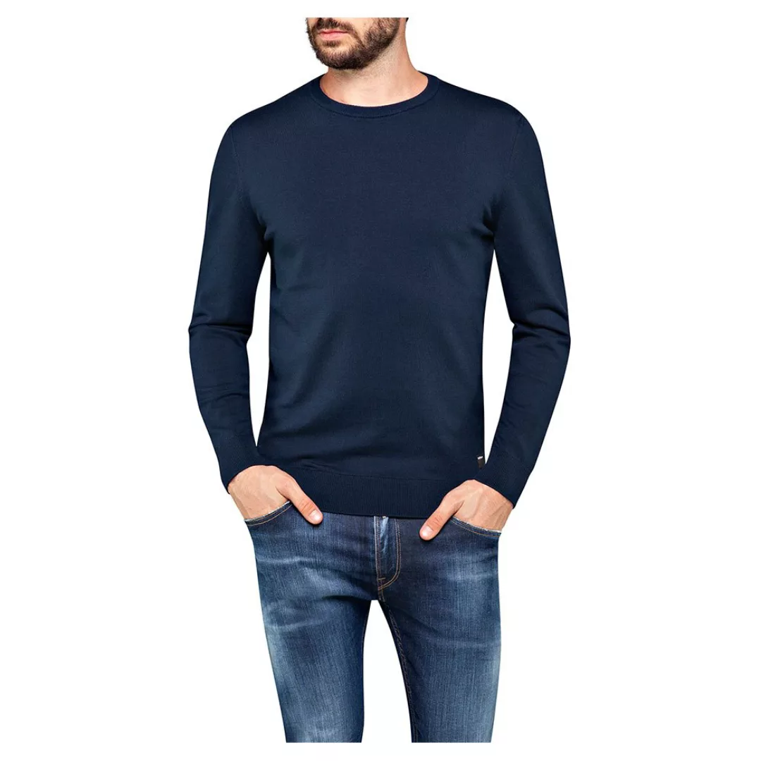 Replay Hyperflex Pullover Mit Rundhalsausschnitt L Blue Navy günstig online kaufen