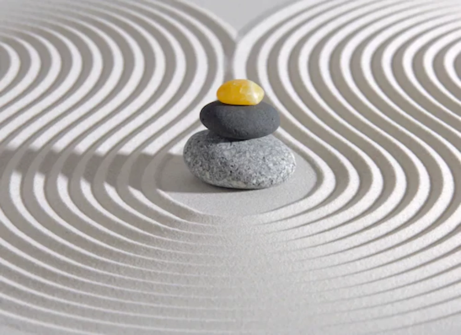 Fototapete Steine Sand Spa Gelb Grau 3,50 m x 2,55 m FSC® günstig online kaufen