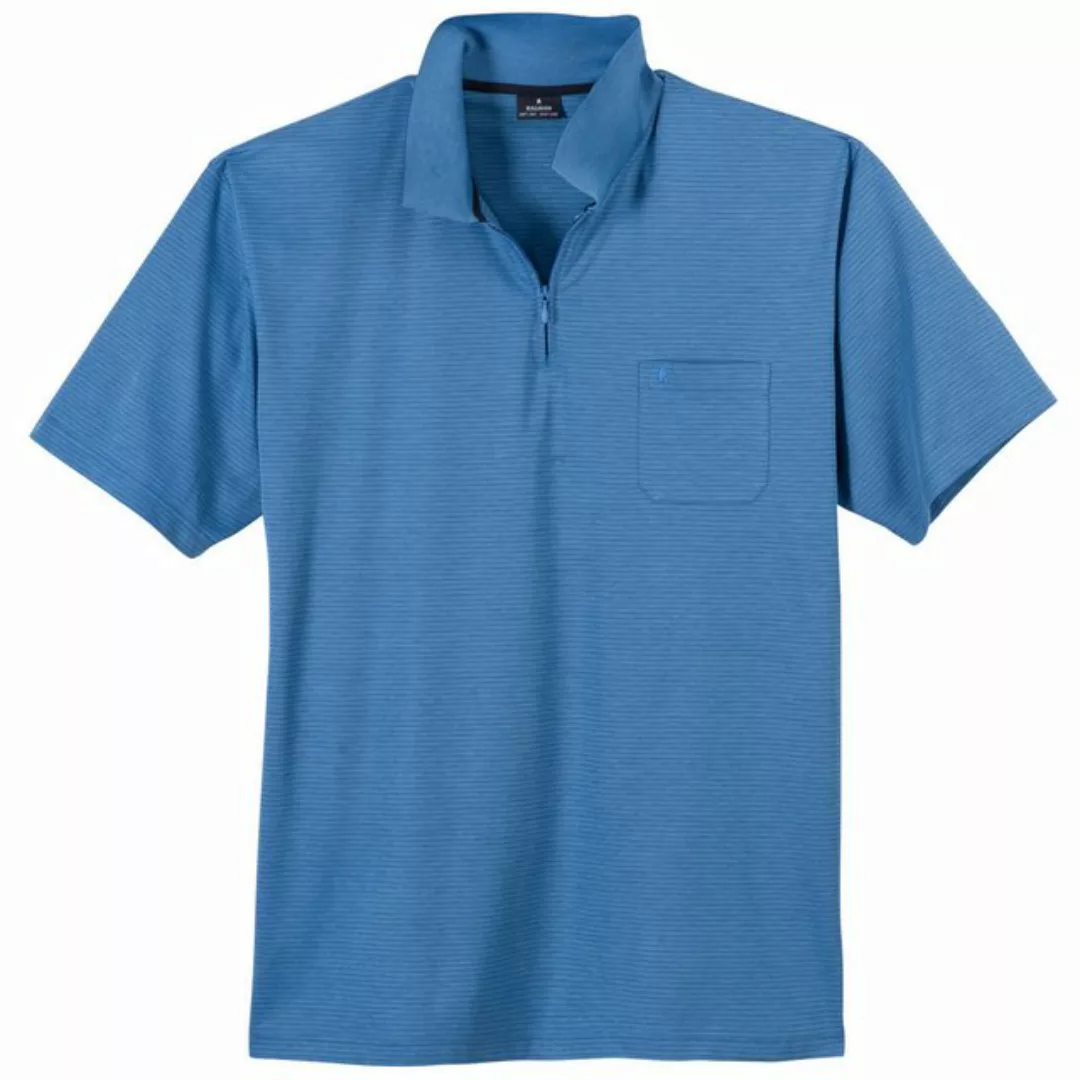 RAGMAN Poloshirt Große Größen Herren Zip Poloshirt aquablau fein gestreift günstig online kaufen