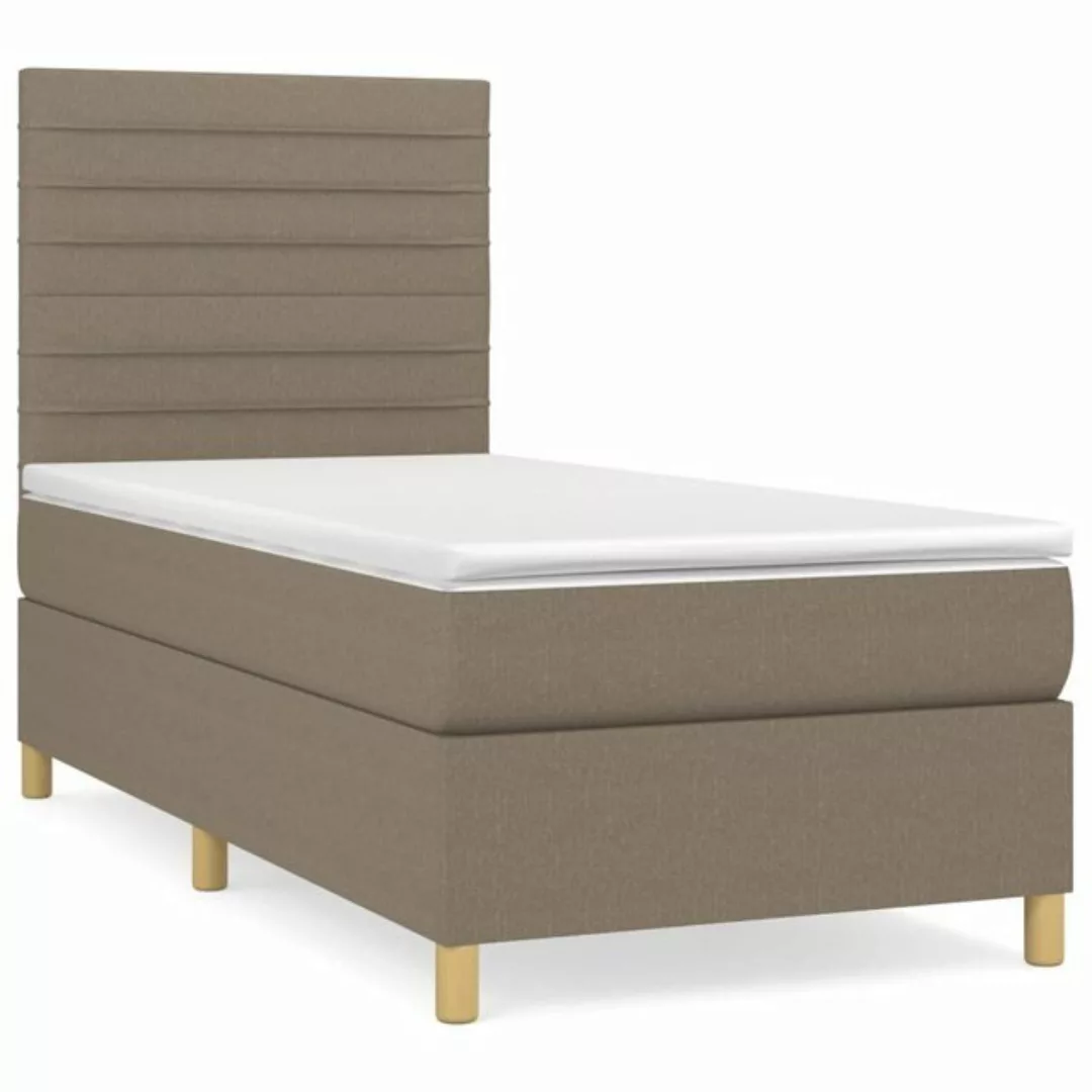 vidaXL Bettgestell Boxspringbett mit Matratze Taupe 100x200 cm Stoff Bett B günstig online kaufen