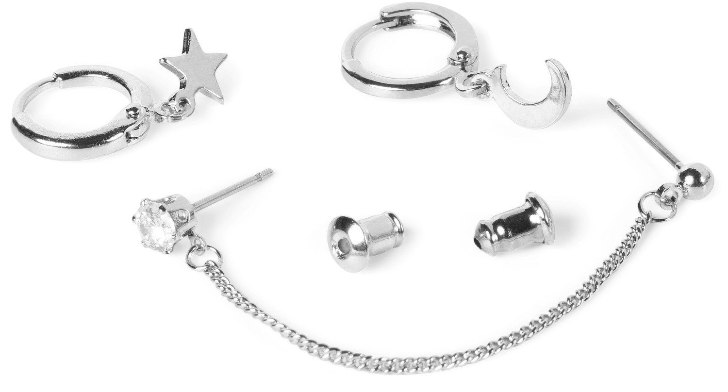 styleBREAKER Creolen-Set 4-Teiliges Hoops und Ohrstecker günstig online kaufen