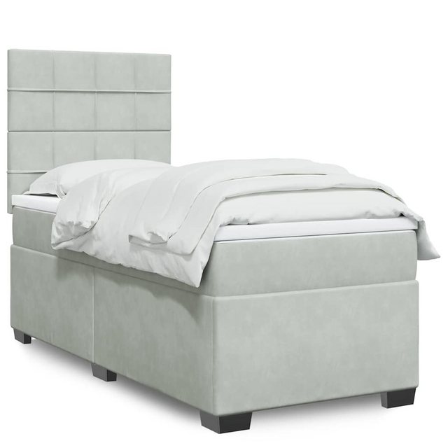 vidaXL Boxspringbett, Boxspringbett mit Matratze Hellgrau 90x190 cm Samt günstig online kaufen