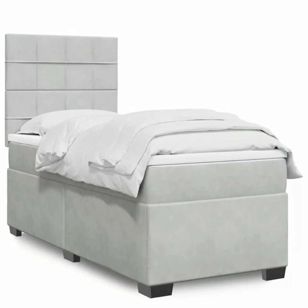 vidaXL Boxspringbett, Boxspringbett mit Matratze Hellgrau 90x190 cm Samt günstig online kaufen