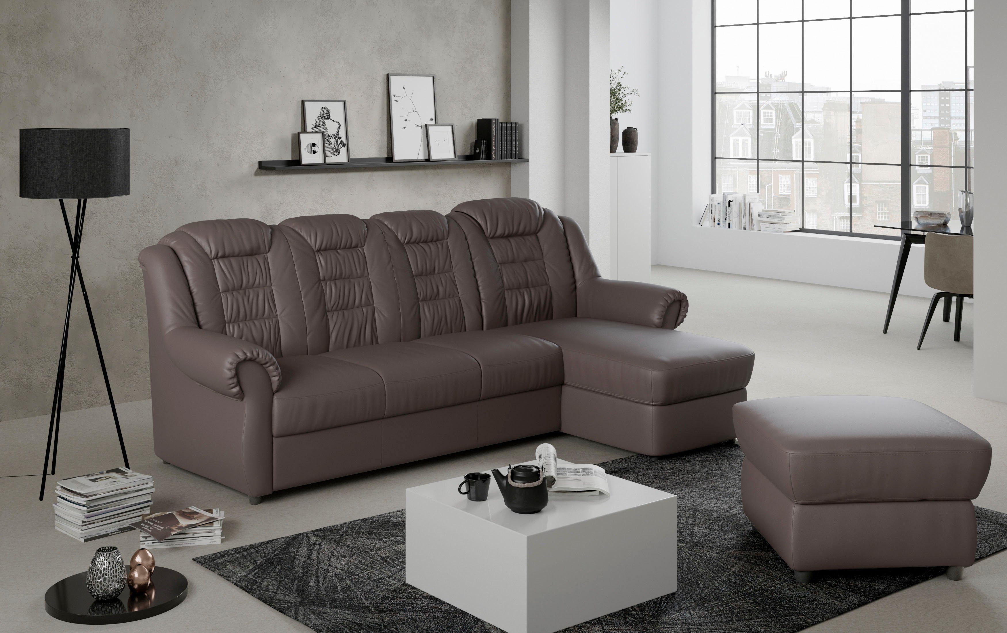 Home affaire Ecksofa "Boston L-Form", mit hoher Rückenlehne, wahlweise mit günstig online kaufen