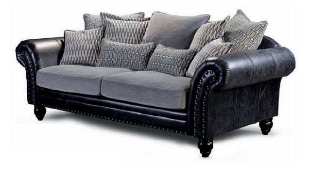 Casa Padrino 4-Sitzer Casa Padrino Luxus Echtleder 3er Sofa Vintage Schwarz günstig online kaufen