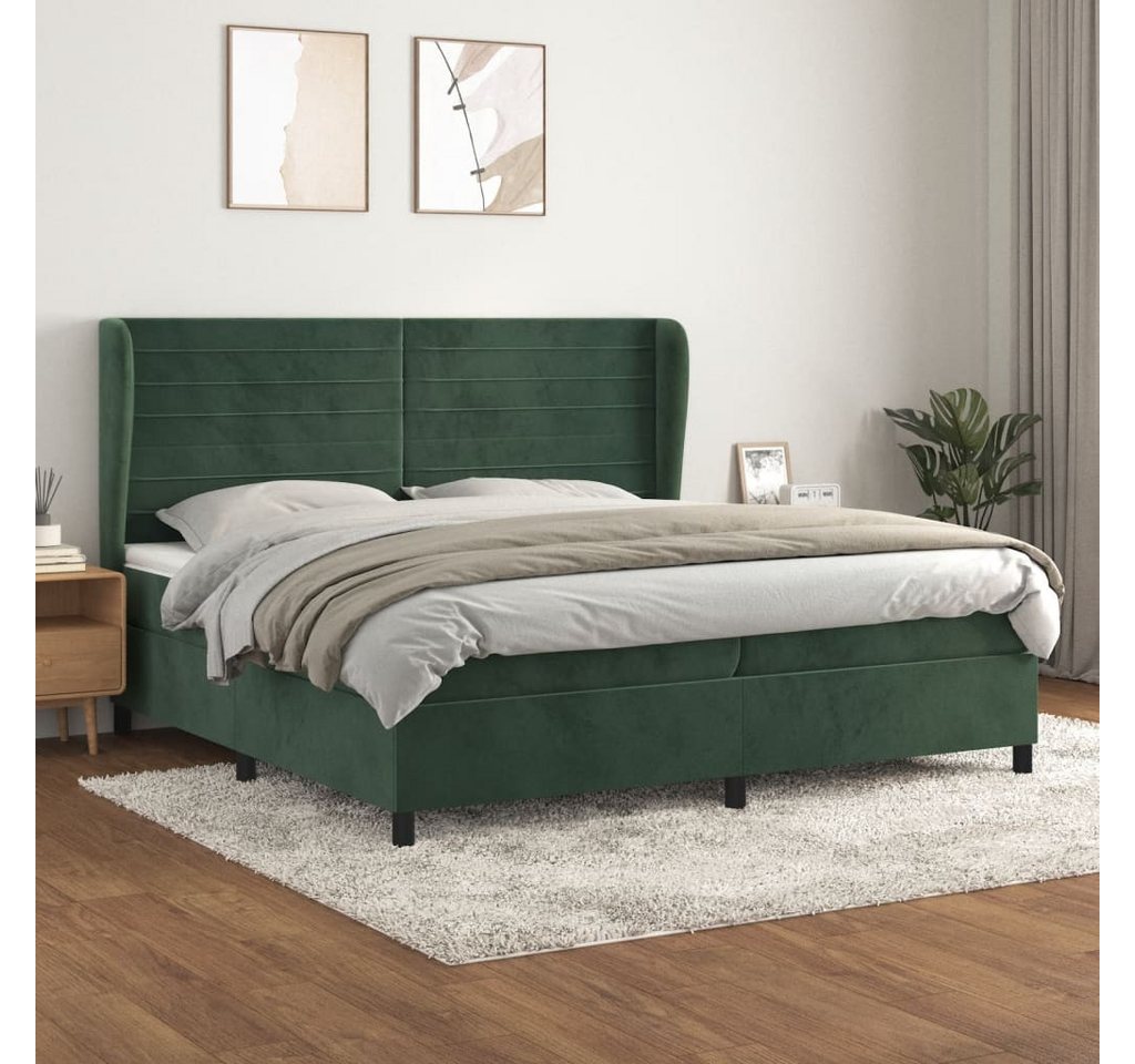 vidaXL Boxspringbett Boxspringbett mit Matratze Dunkelgrün 200x200 cm Samt günstig online kaufen