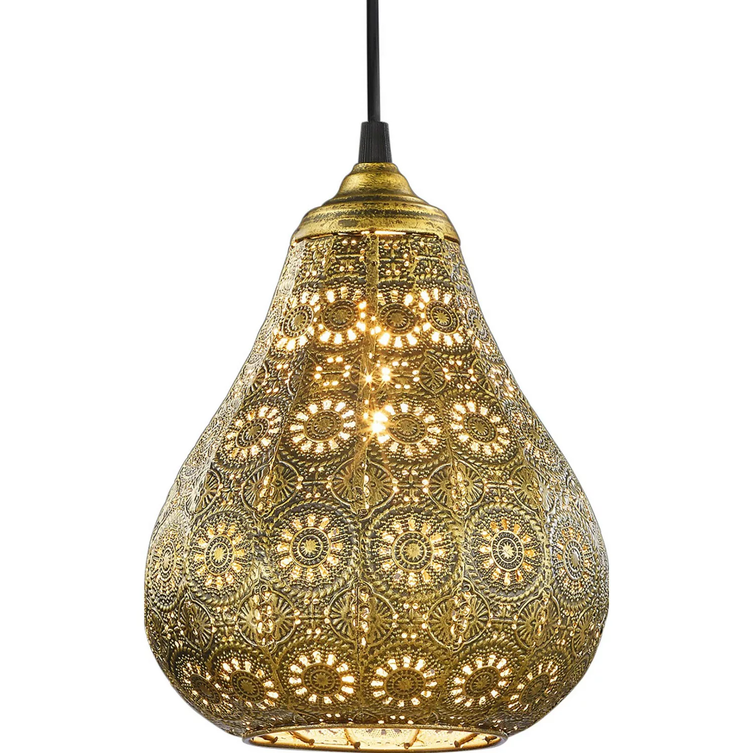 Orientalische Pendellampe Jasmin in Altmessing günstig online kaufen