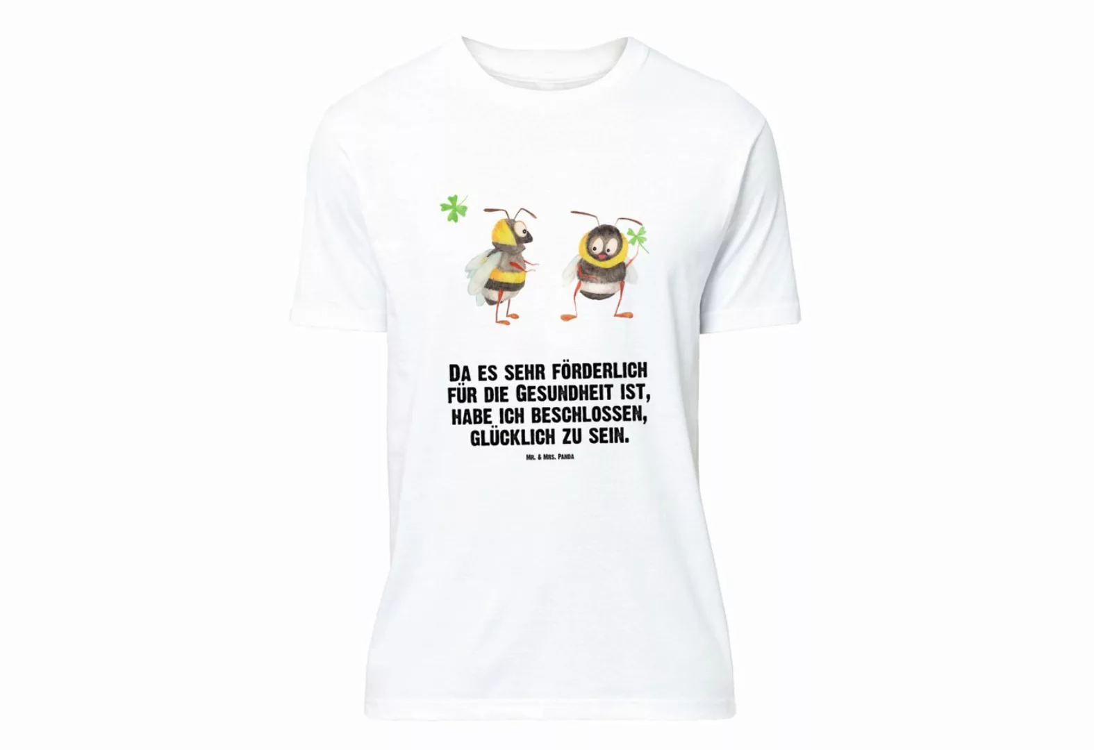 Mr. & Mrs. Panda T-Shirt Hummeln mit Kleeblatt - Weiß - Geschenk, Tiere, Sh günstig online kaufen