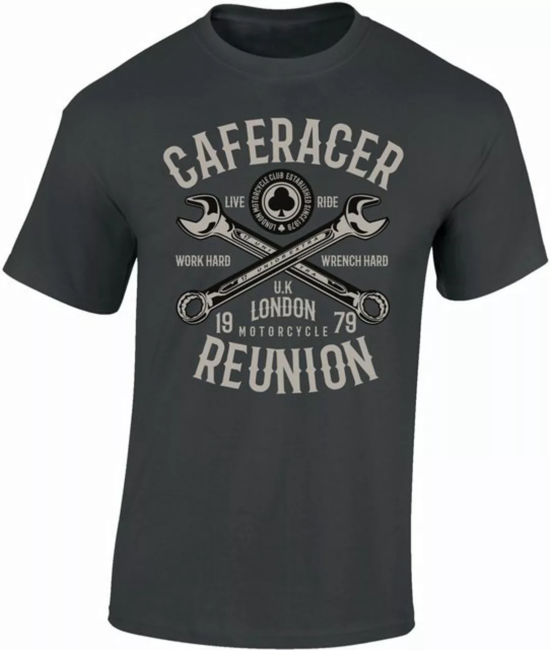 Baddery Print-Shirt Biker Shirt, "Cafe Racer Reunion", Motorrad T-Shirt, ho günstig online kaufen