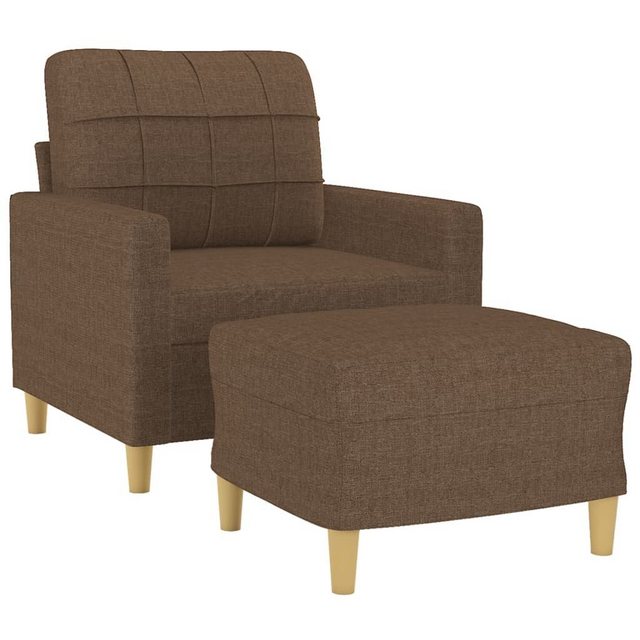 vidaXL Sofa Sessel mit Hocker Braun 60 cm Stoff günstig online kaufen