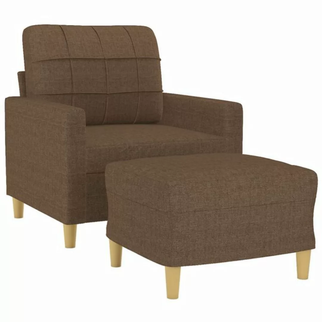 vidaXL Sofa Sessel mit Hocker Braun 60 cm Stoff günstig online kaufen