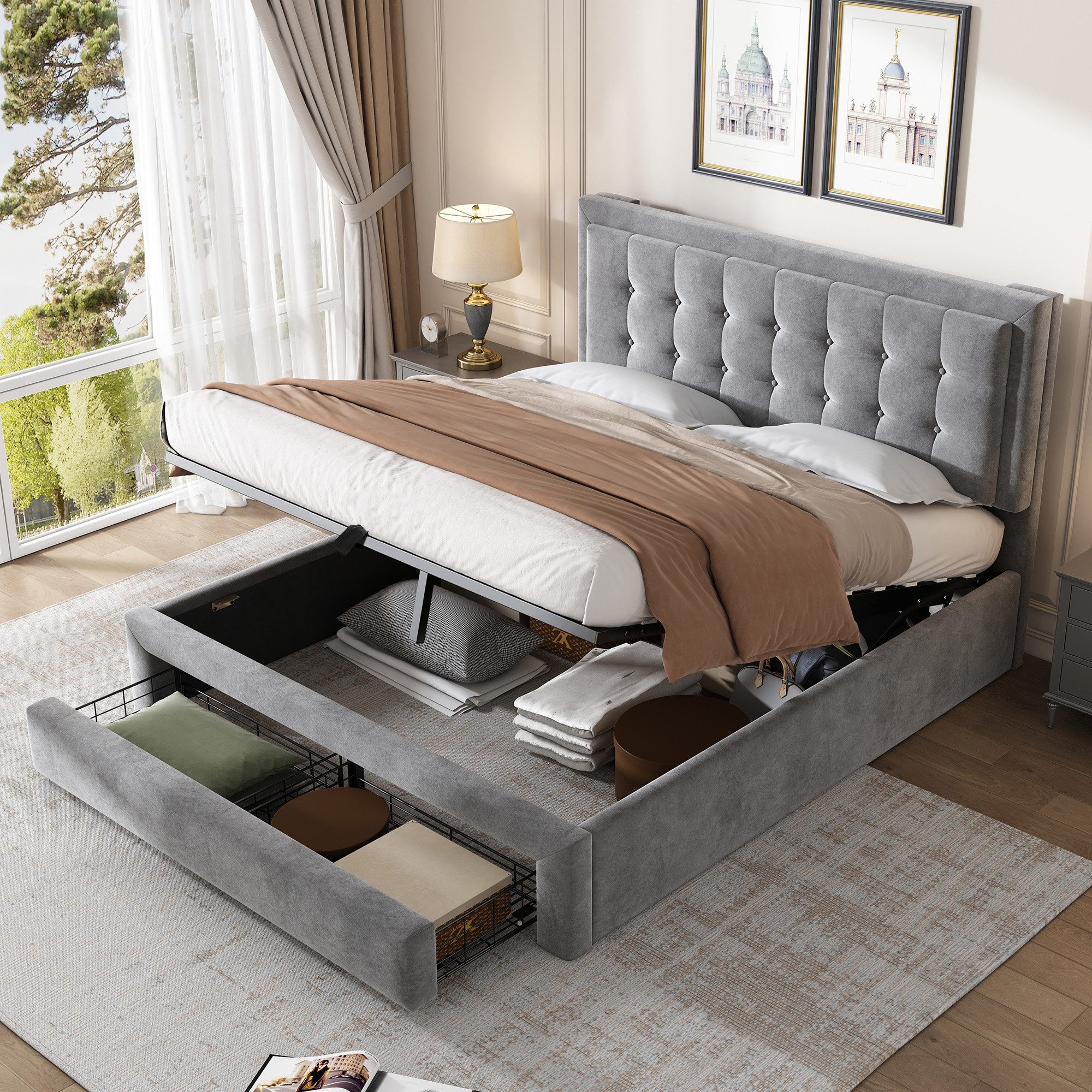 HAUSS SPOLE Polsterbett 140x200cm Hydraulisch Bett günstig online kaufen