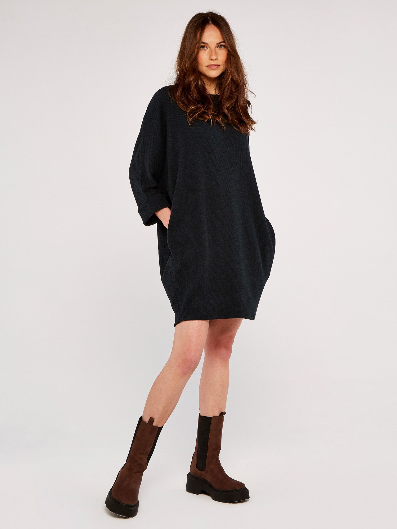 Apricot Strickkleid Cocoon-Minikleid, mit Umschlagärmeln günstig online kaufen