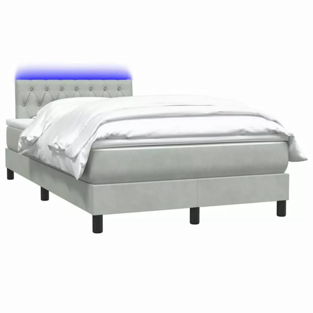 vidaXL Bett Boxspringbett mit Matratze Hellgrau 120x220 cm Samt günstig online kaufen