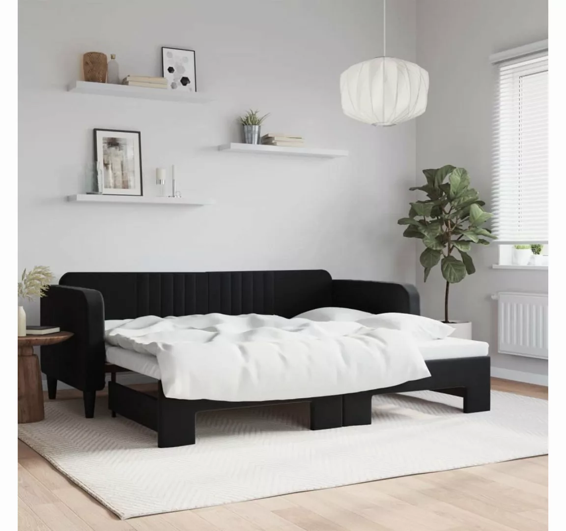 vidaXL Gästebett Gästebett Tagesbett Ausziehbar Schwarz 90x200 cm Samt Bett günstig online kaufen