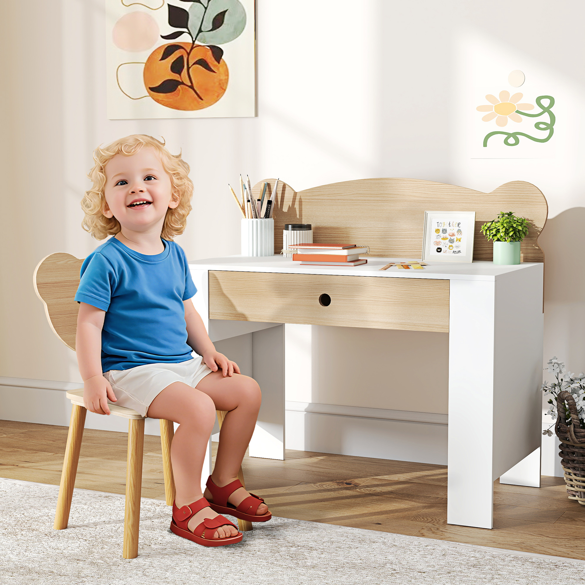 AIYAPLAY Kinder-Schreibtisch- und Stuhlset 3-8 Jahre, Schreibtisch Junge Mä günstig online kaufen