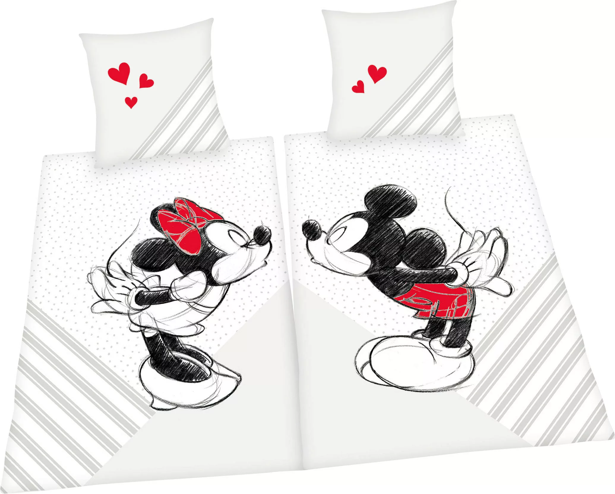 Disney Partnerbettwäsche »Disney's Mickey und Minnie Mouse in Gr. 135x200 c günstig online kaufen