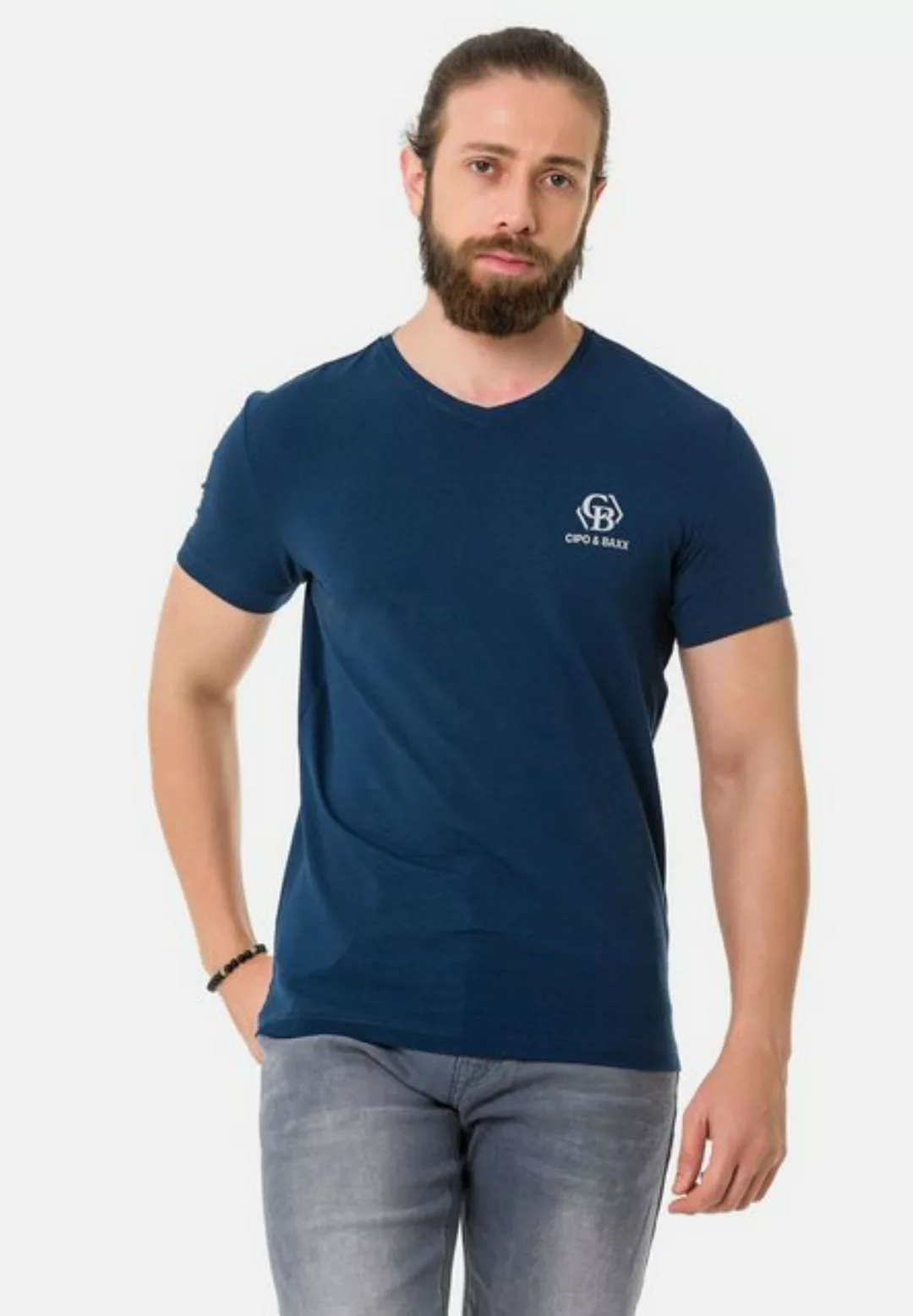 Cipo & Baxx T-Shirt mit dezenten Markenlogos günstig online kaufen