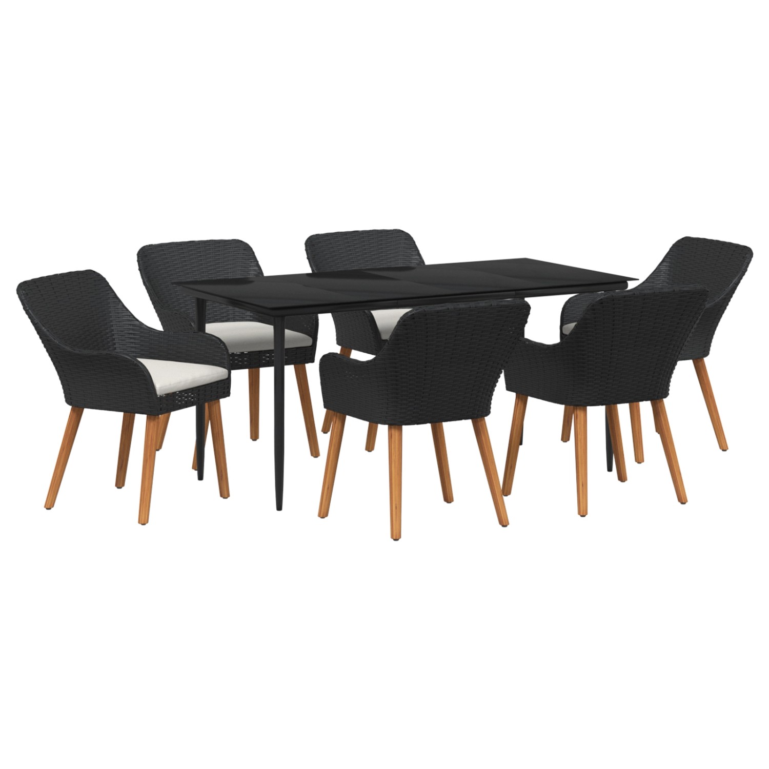 vidaXL 7-Teiliges Garten-Essset Schwarz Poly-Rattan 3261667 günstig online kaufen
