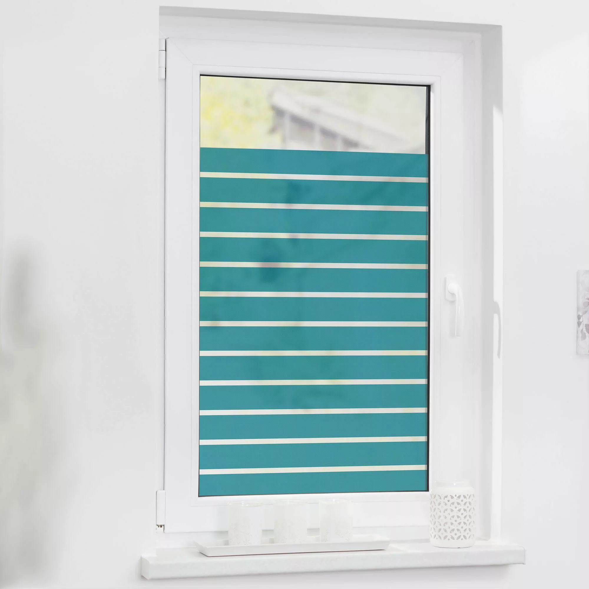 LICHTBLICK ORIGINAL Fensterfolie "Streifen Petrol", 1 St., blickdicht, stru günstig online kaufen