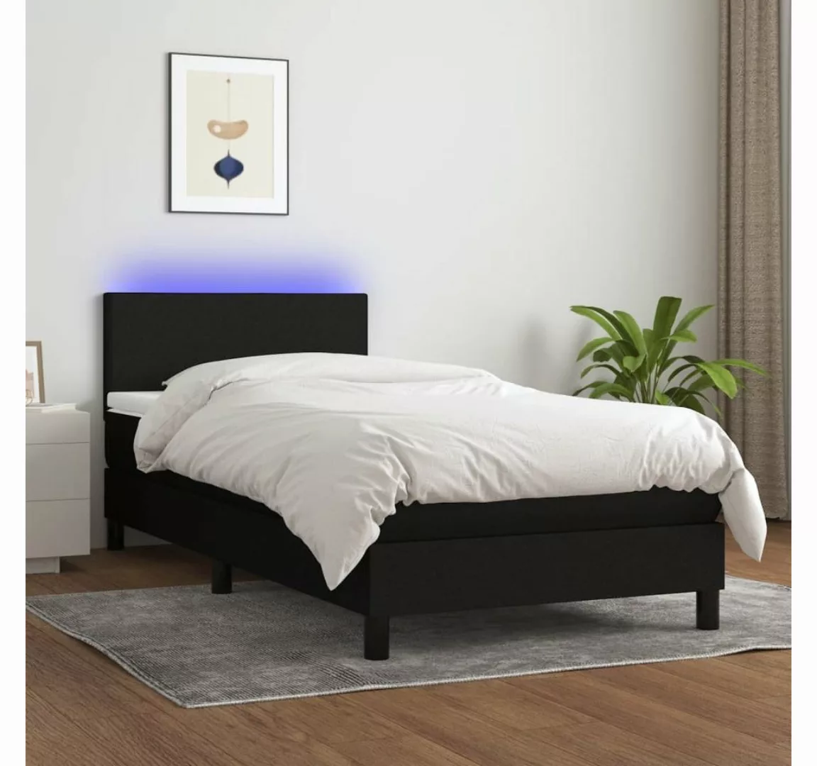 vidaXL Boxspringbett Boxspringbett mit Matratze LED Schwarz 100x200 cm Stof günstig online kaufen