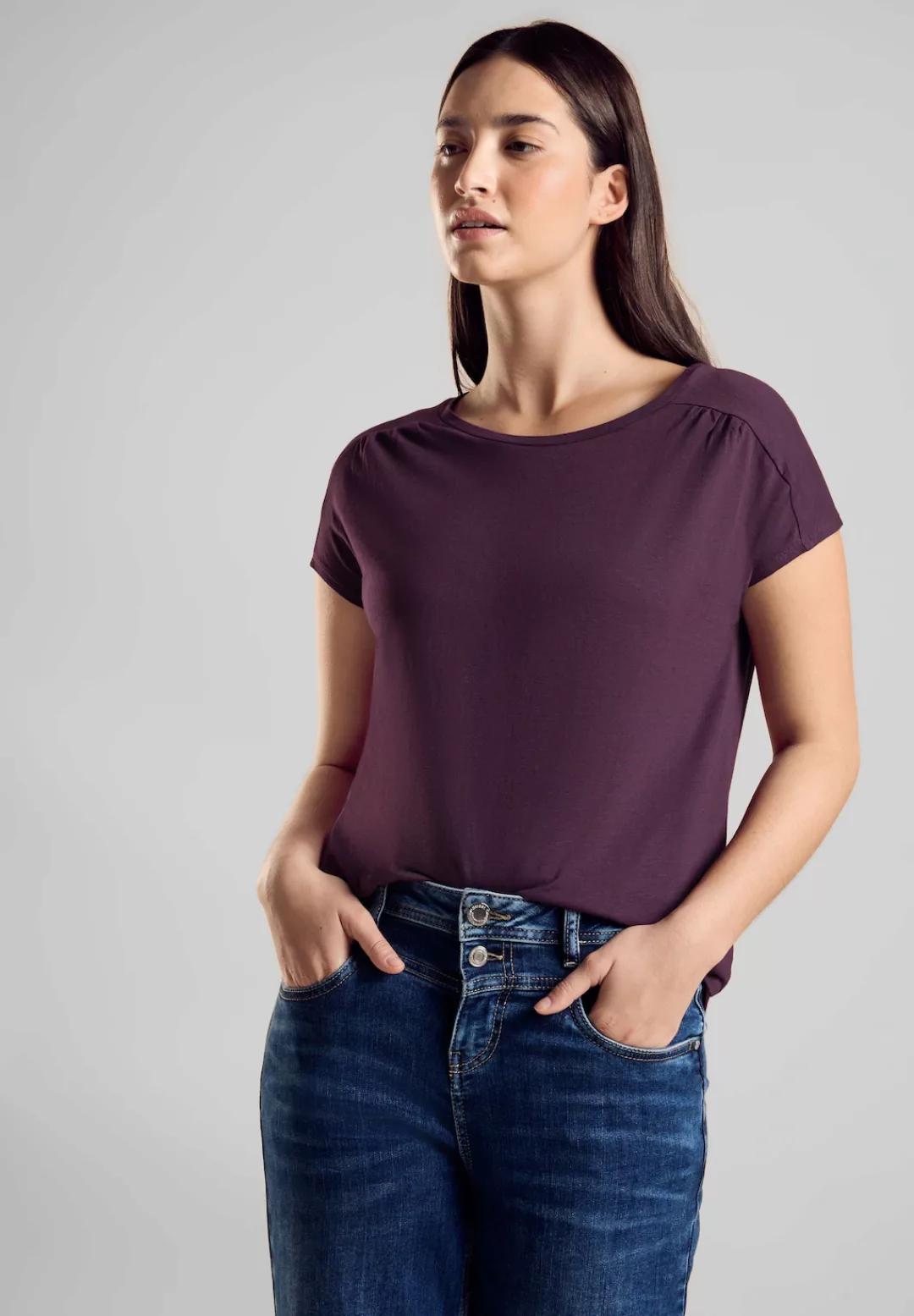 STREET ONE Shirttop mit seitlichen Schlitzen im Saum günstig online kaufen