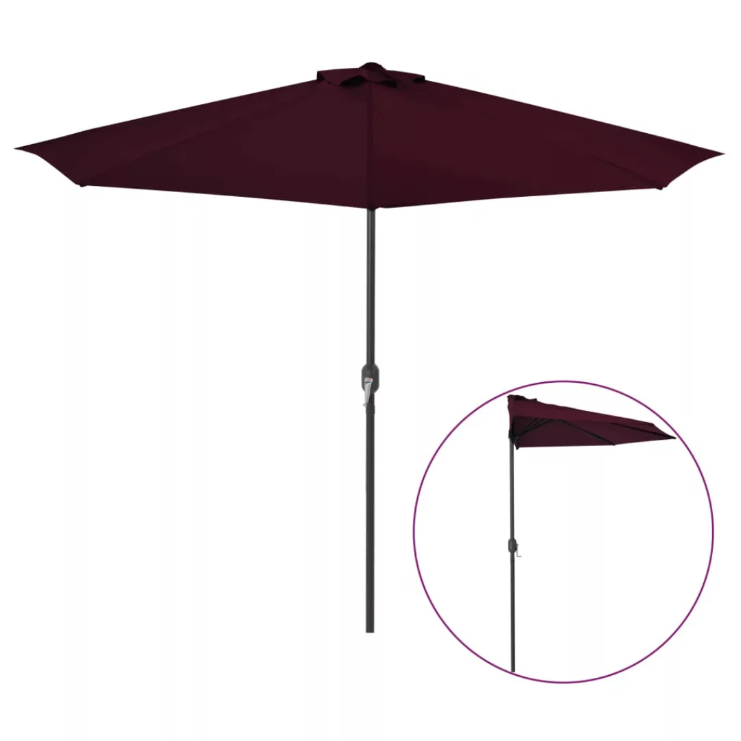 Balkon-sonnenschirm Alu-mast Bordeauxrot 300x150x253cm Halbrund günstig online kaufen