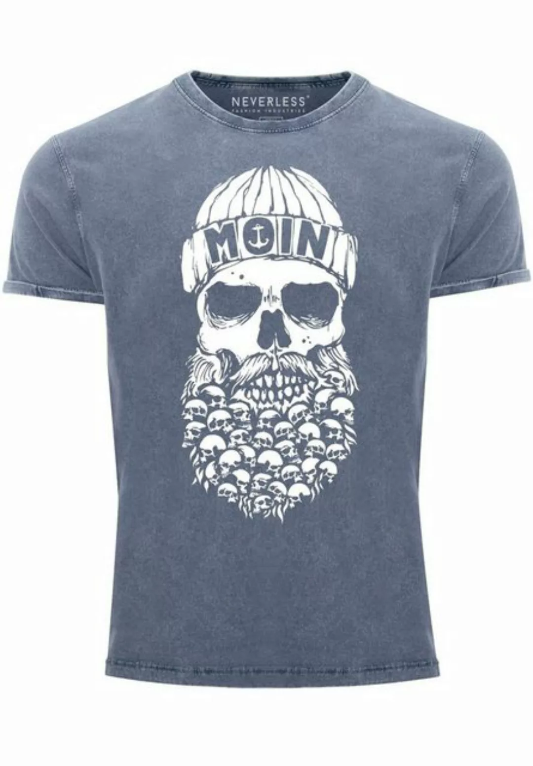 Neverless Print-Shirt Herren Vintage Shirt Totenkopf Nordisch Moin Hamburg günstig online kaufen