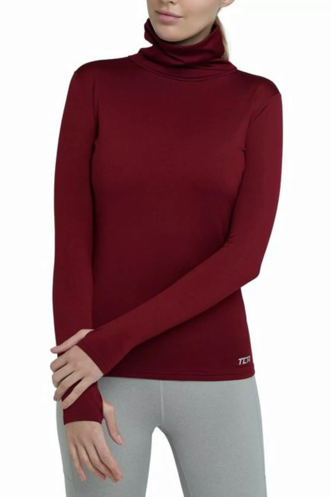 TCA Langarmshirt TCA Damen Winter Laufshirt mit Reißverschluss - Cabernet, günstig online kaufen