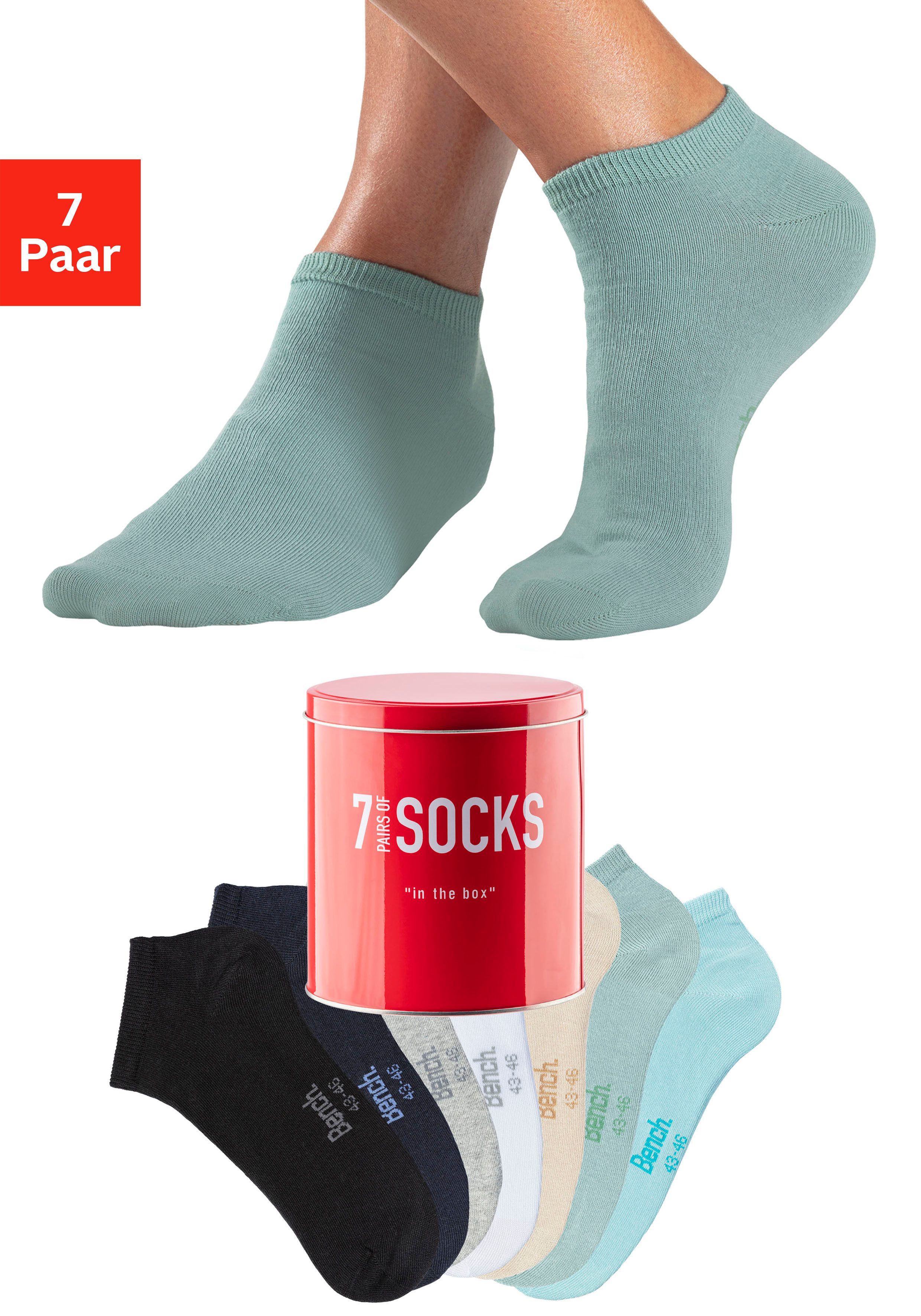 Bench. Sneakersocken, (Dose, 7 Paar), verpackt in der Dose günstig online kaufen