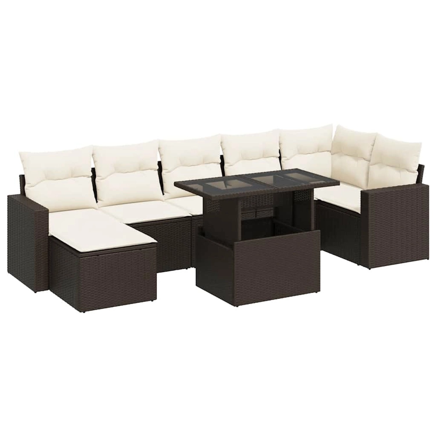 vidaXL 8-Tlg Garten-Sofagarnitur mit Kissen Braun Poly Rattan 3326364 günstig online kaufen