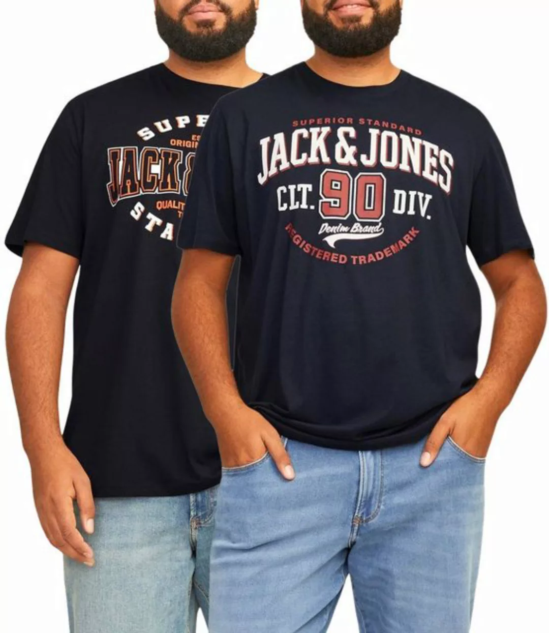 Jack & Jones Plus Print-Shirt (2er-Pack) Big Size Übergrößen T-Shirts im Do günstig online kaufen