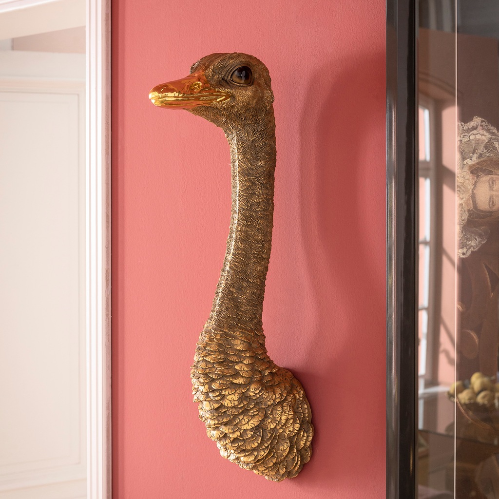 Kare Design Wanddekoobjekt "Wandschmuck Ostrich Gold 19x72cm" günstig online kaufen