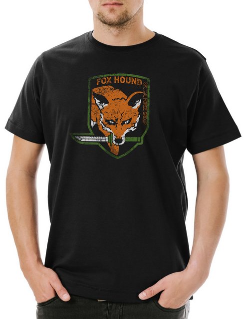 Urban Backwoods Print-Shirt Foxhound Logo Herren T-Shirt Big Boss Metal Fox günstig online kaufen