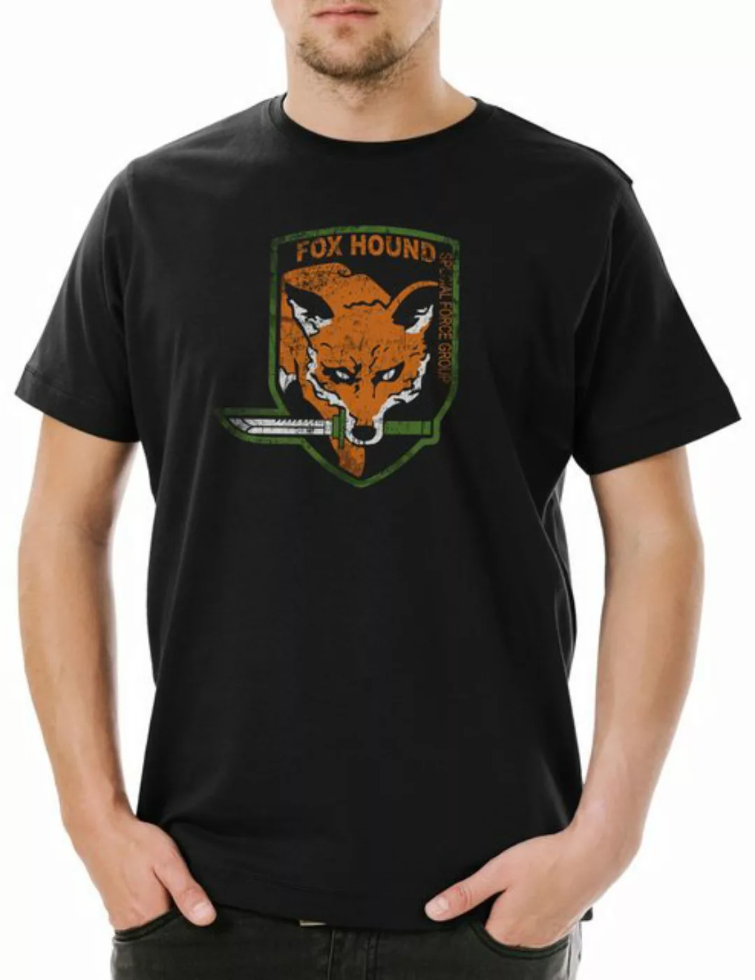 Urban Backwoods Print-Shirt Foxhound Logo Herren T-Shirt Big Boss Metal Fox günstig online kaufen