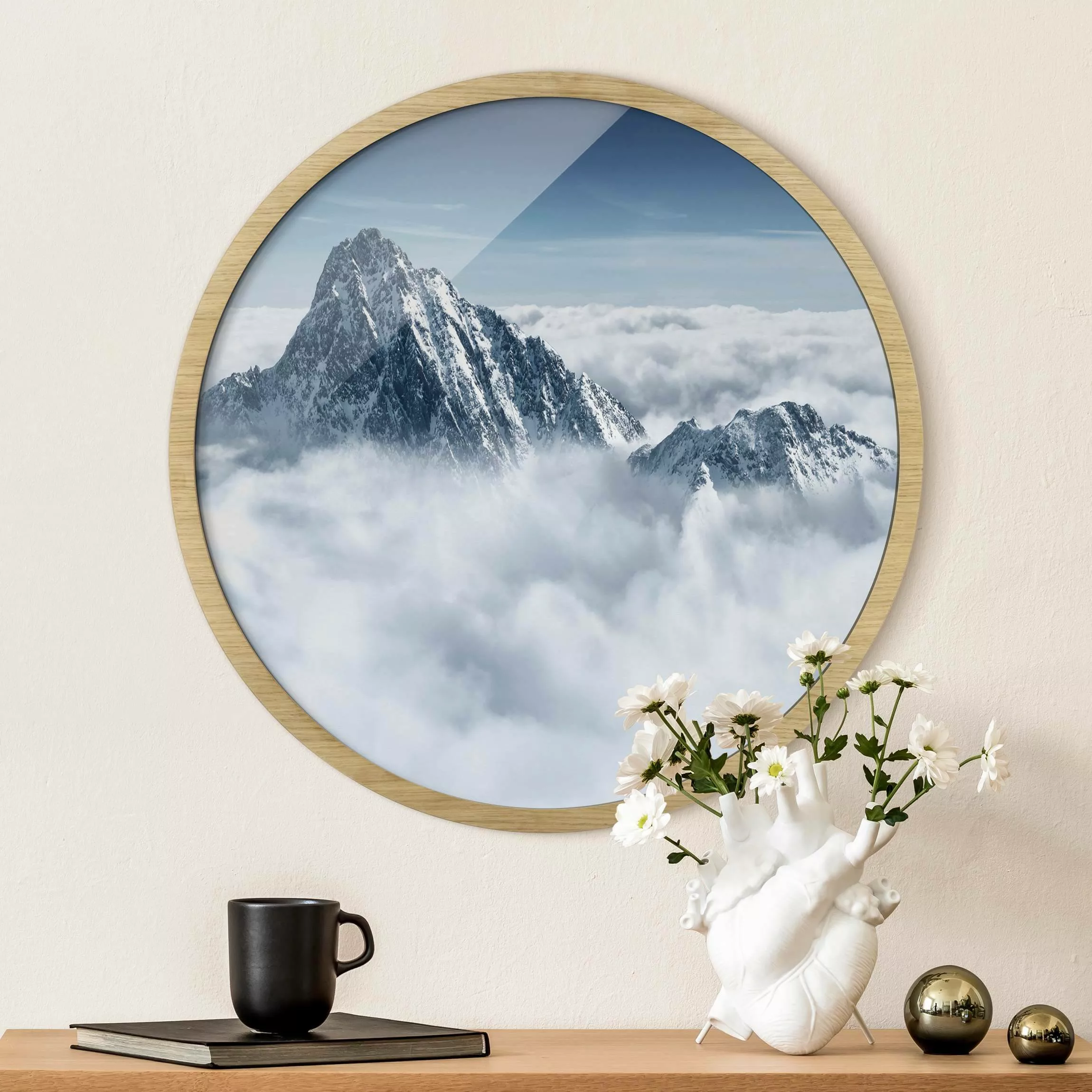 Rundes Gerahmtes Bild Die Alpen über den Wolken günstig online kaufen