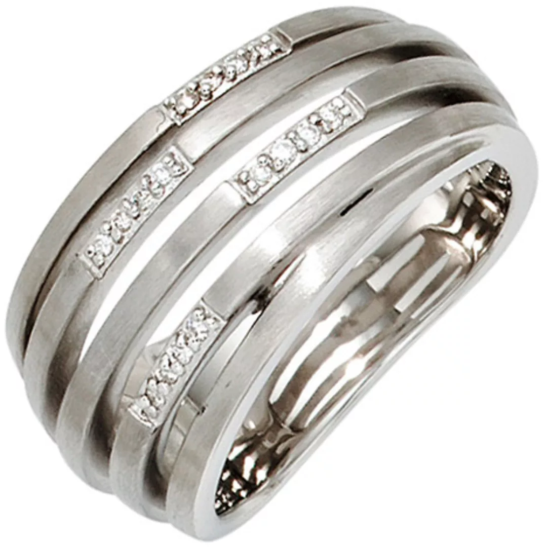 SIGO Damen Ring breit 925 Sterling Silber rhodiniert mattiert 16 Diamanten günstig online kaufen