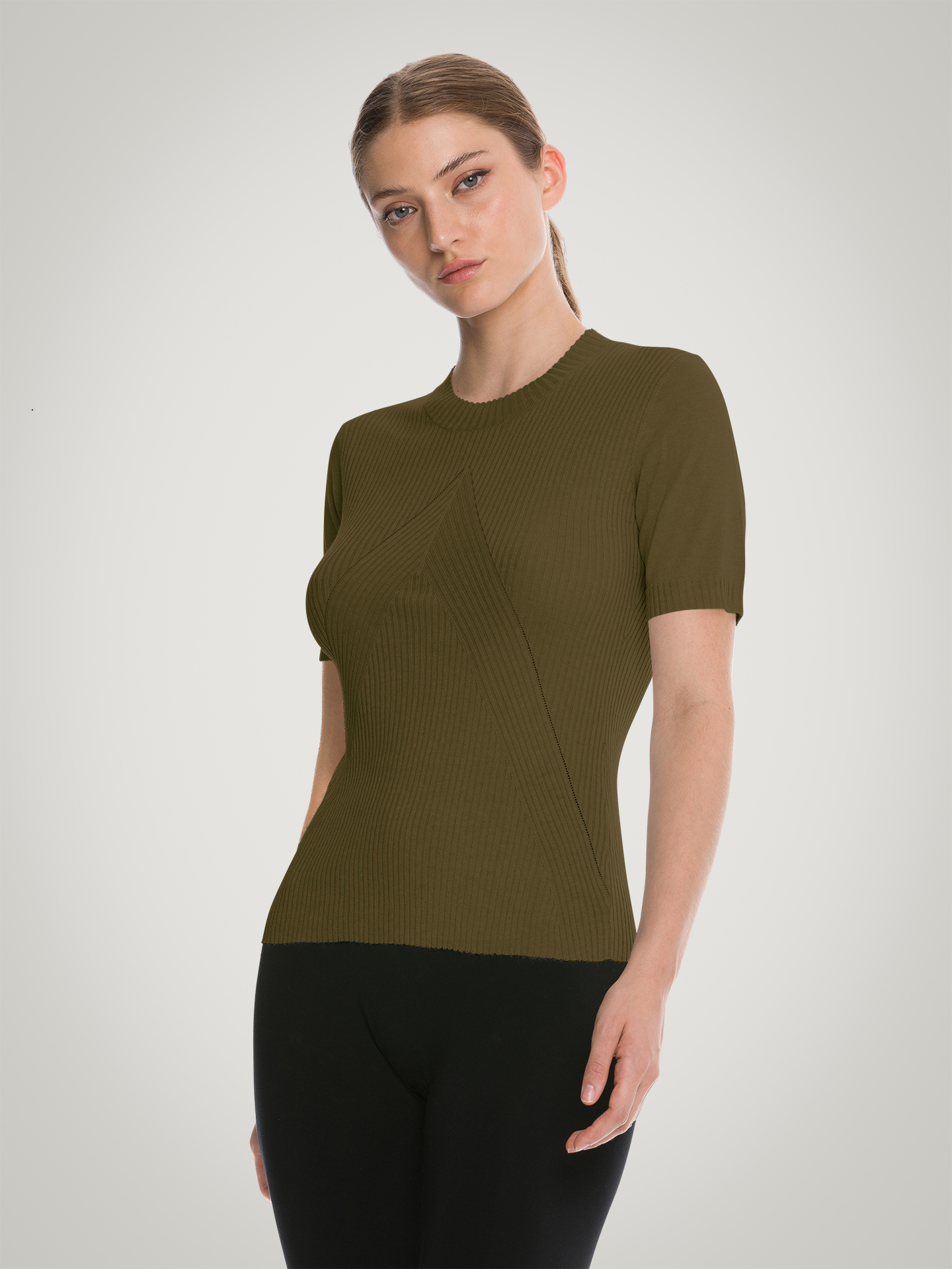 Wolford - Cashmere Top Short Sleeves, Frau, earth green, Größe: XS günstig online kaufen