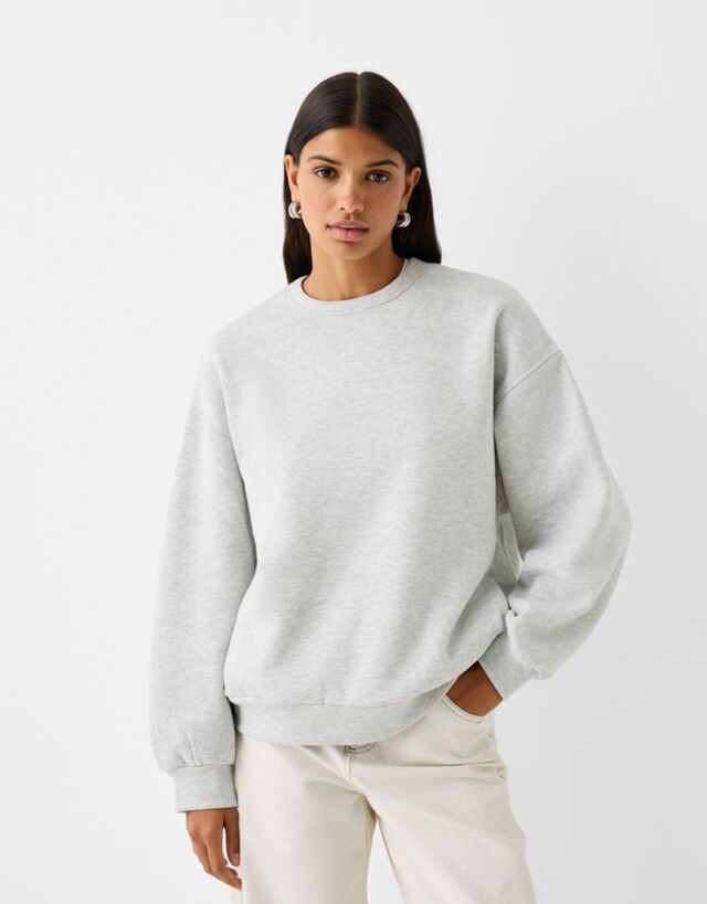 Bershka Oversize-Sweatshirt Mit Seitentaschen Damen Xs Grau günstig online kaufen