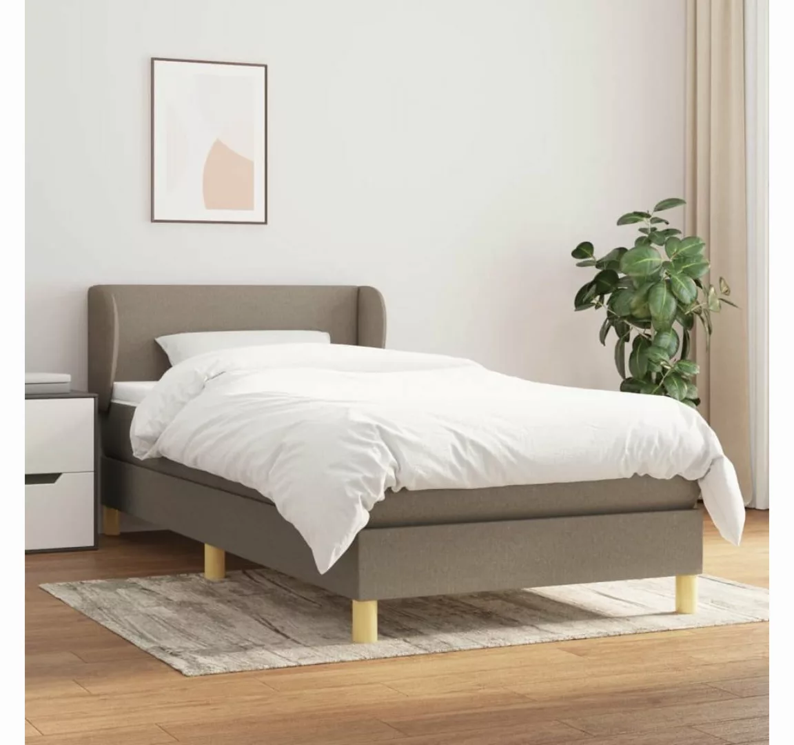 vidaXL Boxspringbett Boxspringbett mit Matratze Taupe 100x200 cm Stoff Bett günstig online kaufen