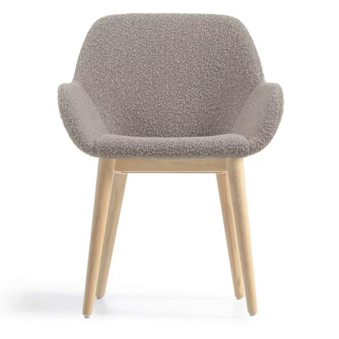 'Boucle Stühle mit Armlehnen Gestell aus Massivholz (4er Set) günstig online kaufen