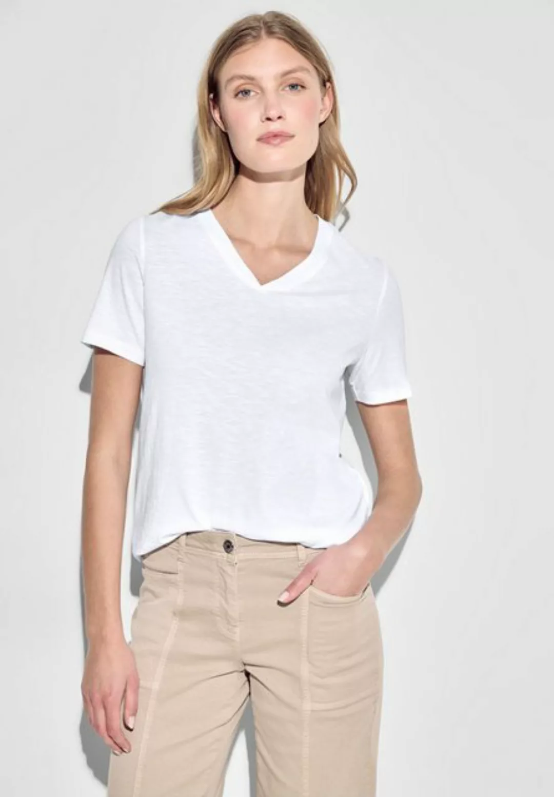 Cecil V-Shirt in Unifarbe günstig online kaufen