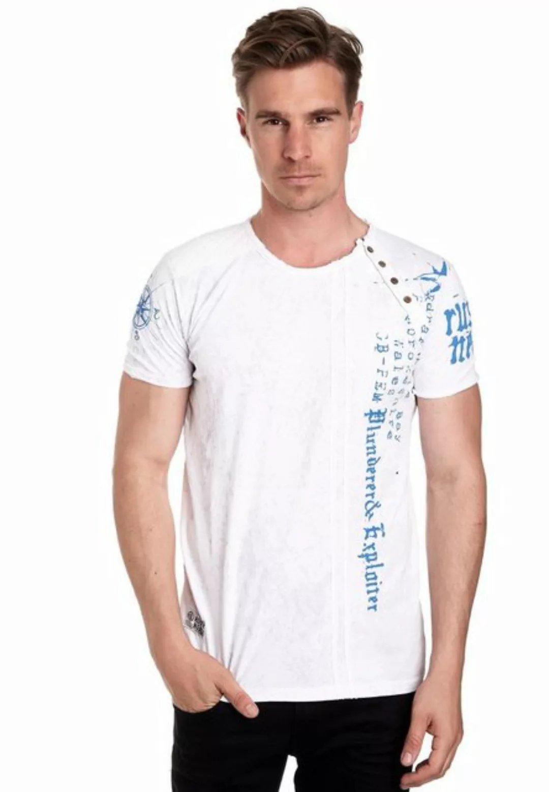 Rusty Neal T-Shirt mit seitlicher Knopfleiste günstig online kaufen