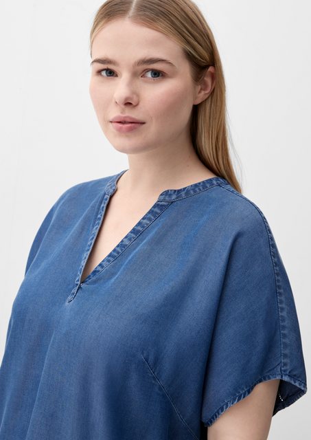 TRIANGLE Kurzarmbluse Denim Bluse mit Rücken-Detail Logo günstig online kaufen