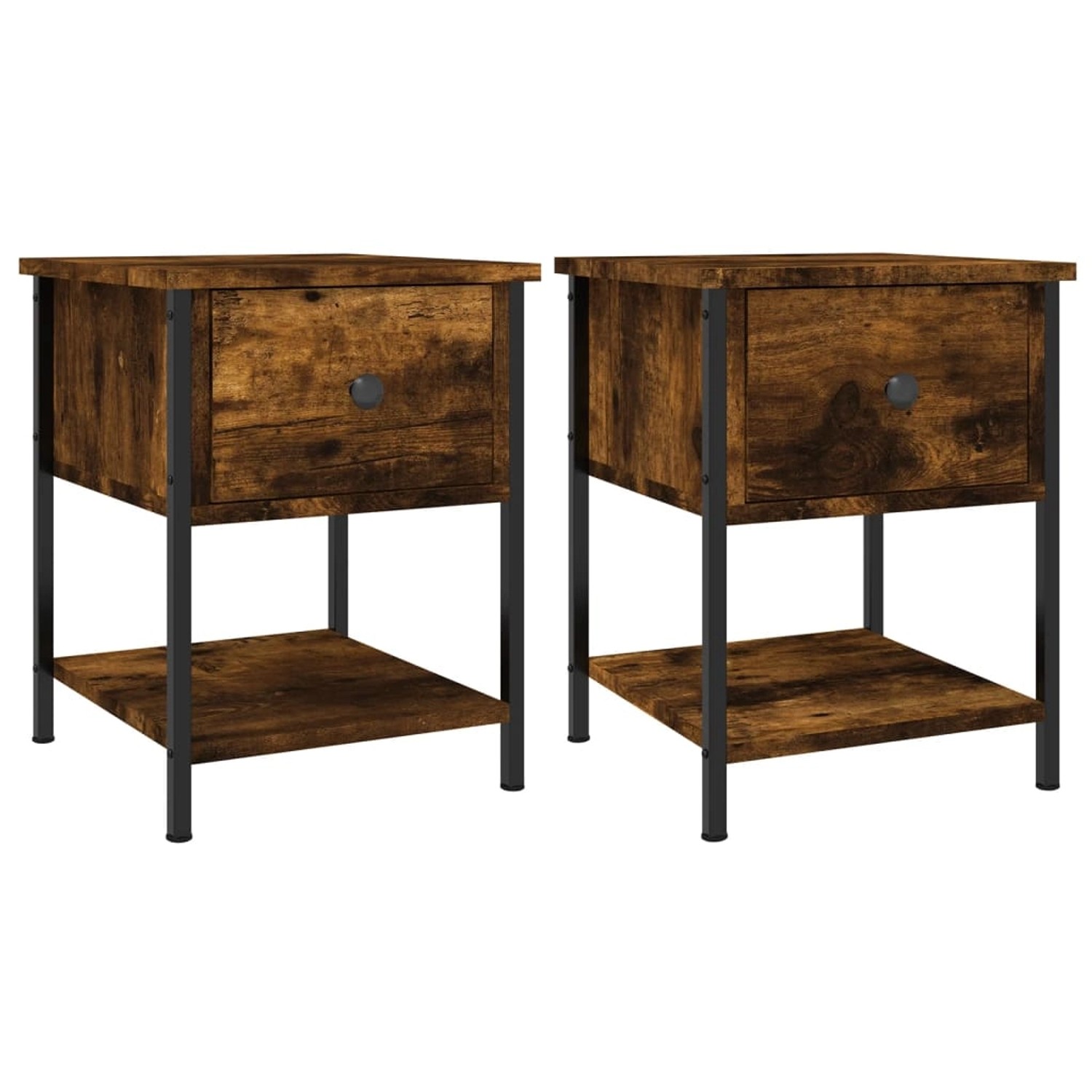 vidaXL Nachttische 2 Stk Räuchereiche 34x35,5x45 cm Holzwerkstoff günstig online kaufen